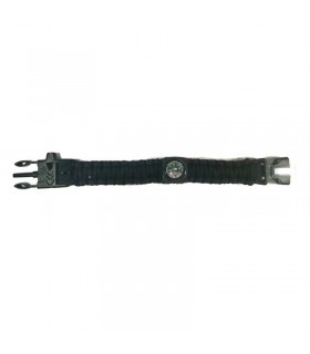 Pulsera Paracord Brujula y Silbato Negra