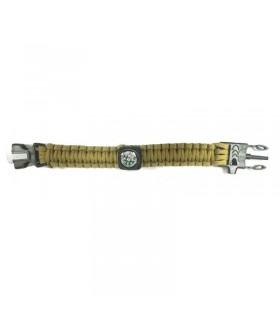 Pulsera Paracord Brujula y Silbato Tan